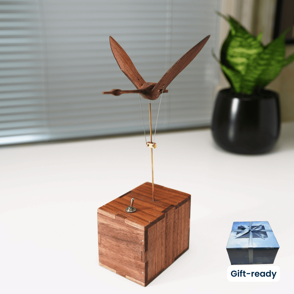 Handcrafted walnut swan automaton romantic desk gift - image 1