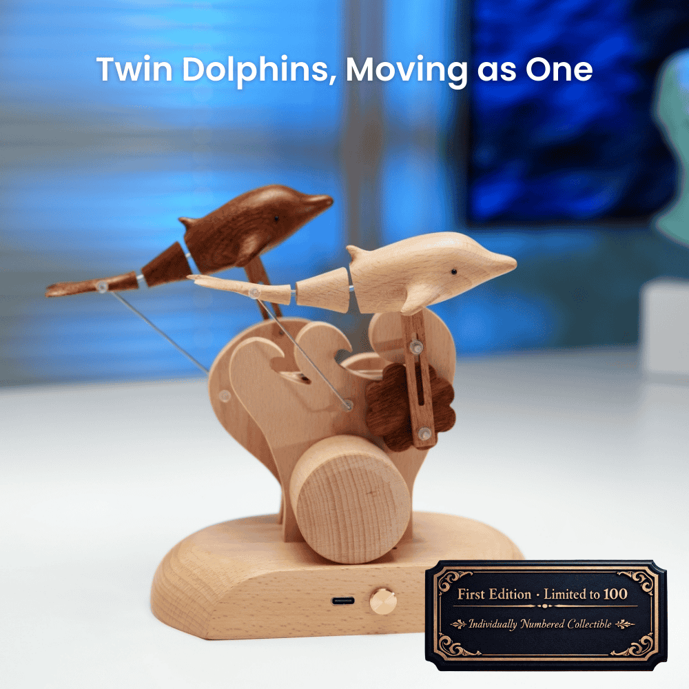 Handcrafted wooden dolphin automaton sea lover gift - image 1