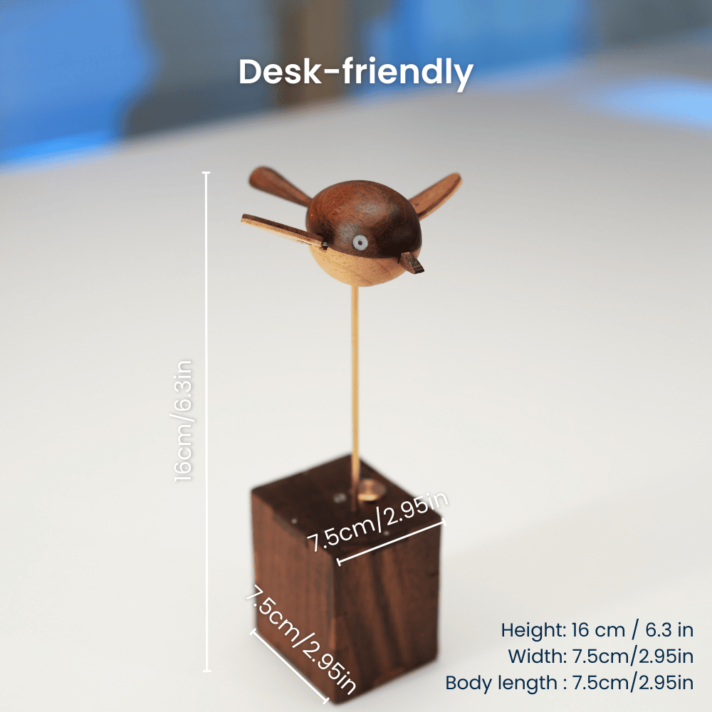 Handcrafted walnut bird automaton nature lover desk gift - image 2