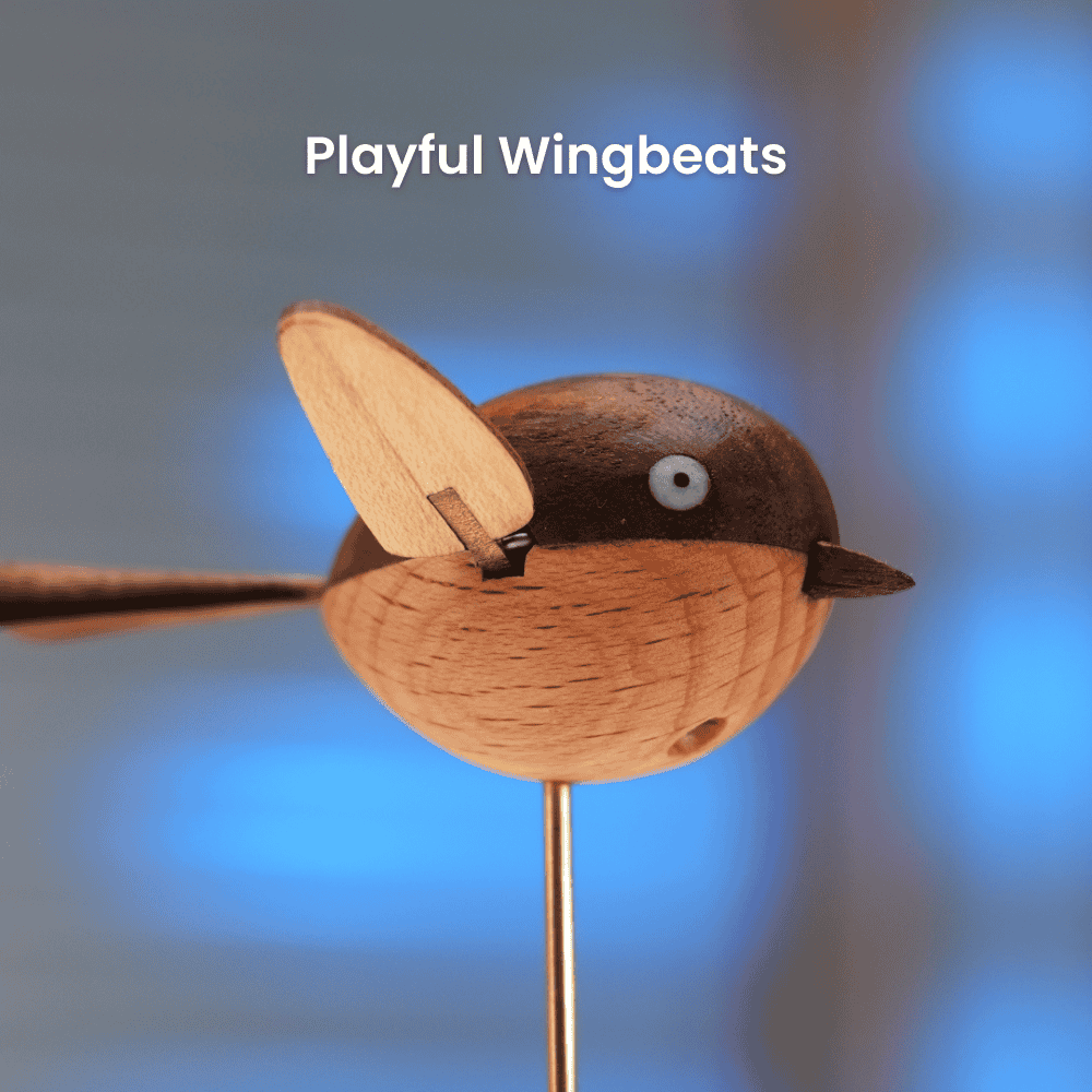 Handcrafted walnut bird automaton nature lover desk gift - image 3