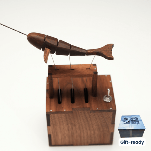 Handcrafted walnut whale automaton ocean lover gift - image 1