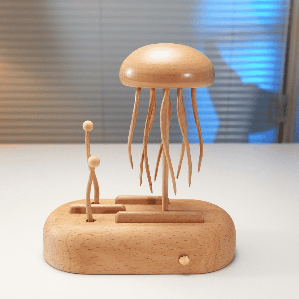 Large handcrafted wooden jellyfish automaton ocean desk decor - image 1