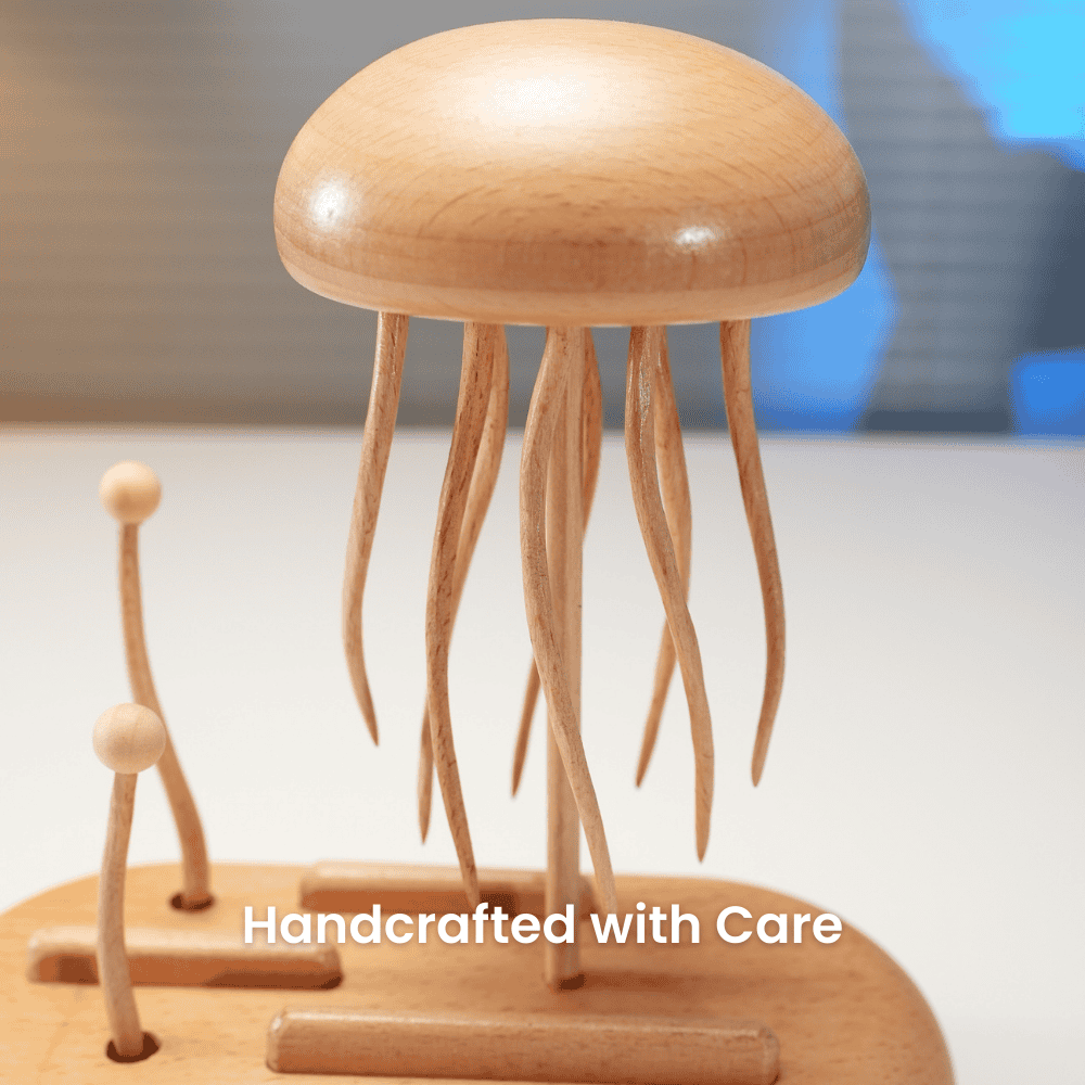 Large handcrafted wooden jellyfish automaton ocean desk decor - image 3