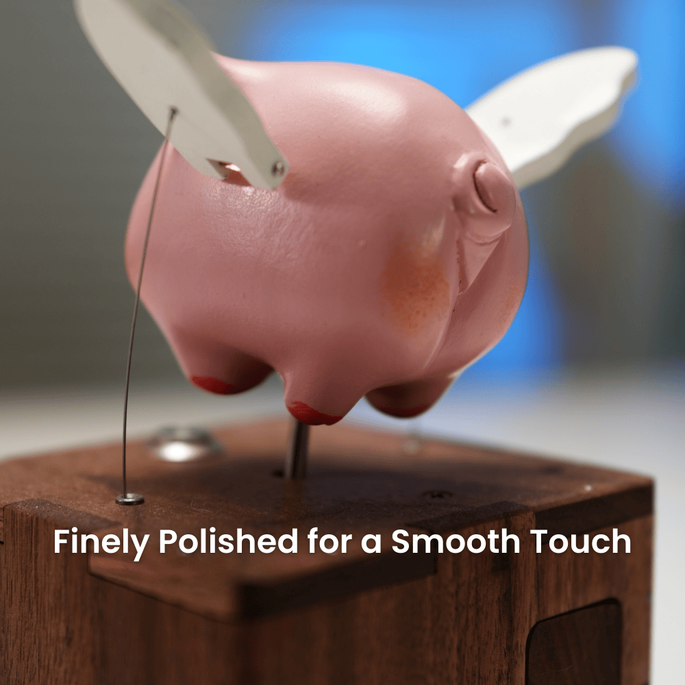 Handcrafted wooden angel pig automaton whimsical gift - image 4