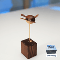Handcrafted walnut bird automaton nature lover desk gift - image 1