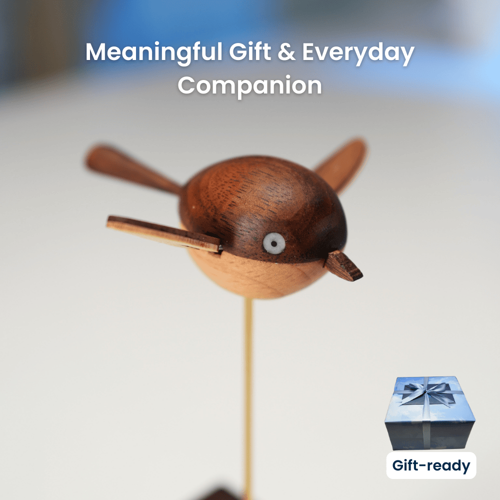 Handcrafted walnut bird automaton nature lover desk gift - image 6