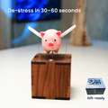 Handcrafted wooden angel pig automaton whimsical gift - image 1