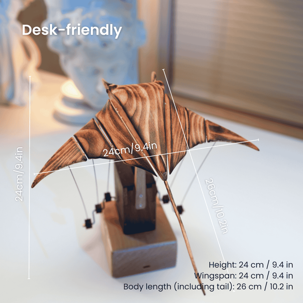 Handcrafted wooden manta ray automaton ocean lover gift - image 2