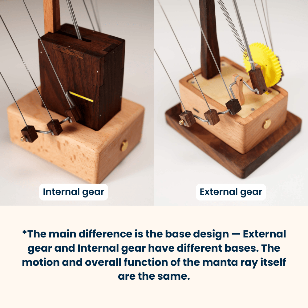Handcrafted wooden manta ray automaton ocean lover gift - image 10