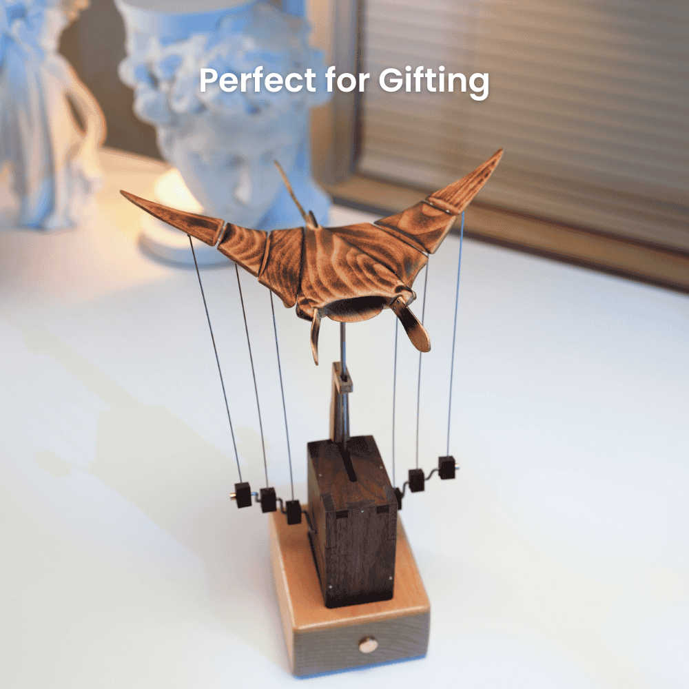 Handcrafted wooden manta ray automaton ocean lover gift - image 8