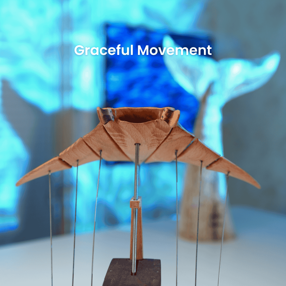 Handcrafted wooden manta ray automaton ocean lover gift - image 5
