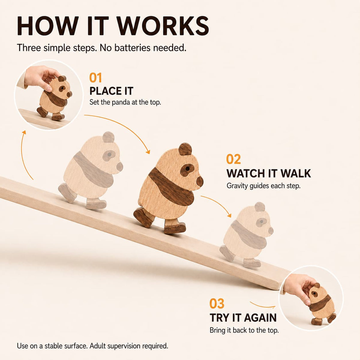Wooden Panda Ramp Walker